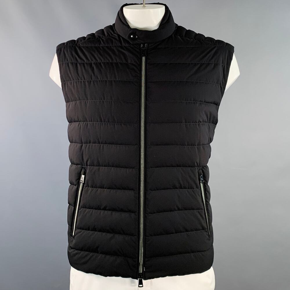 RALPH LAUREN Size XL Black Quilted Polyester Zip Pockets Vest